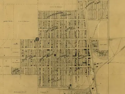 Sepia image of a city map.