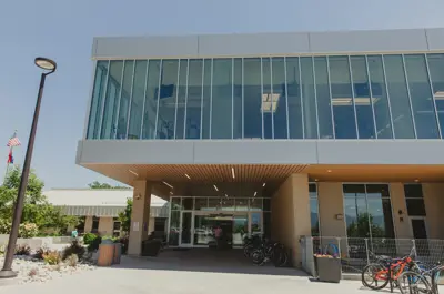 Main entrance of the recreation and senior center.