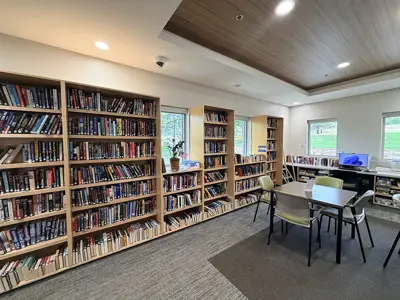 shelves of books in the senior library